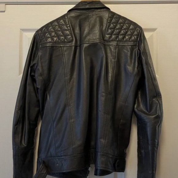 All Saints Kushiro Men's Small Leather Jacket - Like New - Picture 4 of 5